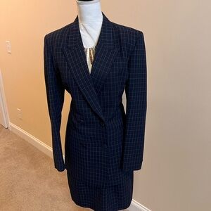 Navy/pink Checkered Women’s Double Breasted Suit (Jacket and skirt)